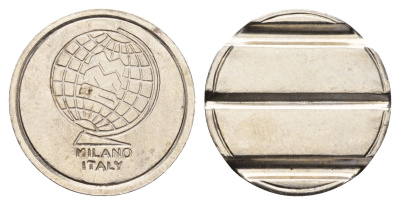 Италия, Милан жетон для автомойки диаметр 24 мм, вес 5,1 гр нержавеющая сталь 4670-613