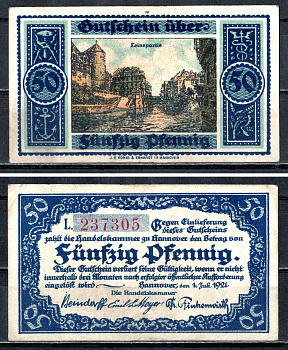 Ганновер (Пруссия, Ганновер) 50 пфеннигов ND 7556-74-1-1