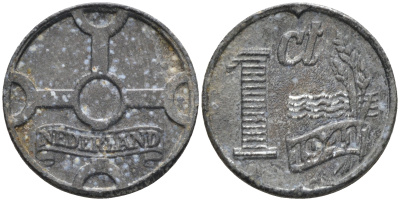 Нидерланды 1 цент 1941 Вильгельмина (1890-1948) KM 170 цинк    4169-161