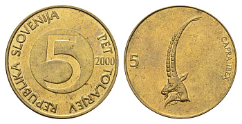 Словения 5 толаров 2000 KM 6 латунь UNC 4703-132