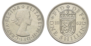 Великобритания 1 шиллинг 1962 Елизавета II (1952-2022), Шотландский герб KM 905, Spink 4148 медно-никель 4121-923