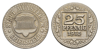 Мюнстер 25 пфеннигов 1918 Funck 350.4, Men18 22668.3 железо 4548-1031