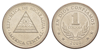 Никарагуа 1 кордоба 2000 KM 89 сталь плакированная никелем aUNC 4641-354
