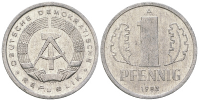 ГДР 1 пфенниг 1983 A KM 8.1 алюминий 4651-1263