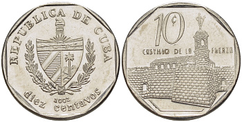 Куба 10 сентаво 2002 форт в Гаване Ла-Фуэрса KM 576.2 сталь плакированная никелем 66-714