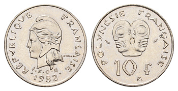 Французская Полинезия 10 франков 1982 KM 8 никель UNC 177-242