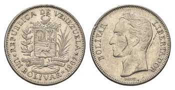 Венесуэла 1 боливар 1967 Симон Боливар Y 42 никель 4662-817