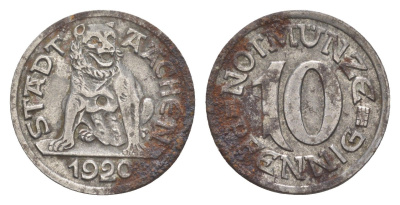 Ахен 10 пфеннигов 1920 Funck 1.1 железо 4613-442