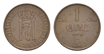 Норвегия 1 эре 1930 Хокон VII (1905-1957) KM 367 бронза 4632-1045