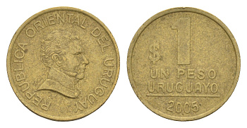 Уругвай 1 песо 2005 KM 103.2 алюминиевая бронза 4613-457
