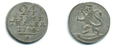 Гессен-Кассель 1/24 талера 1794 KM 529 серебро 00-00
