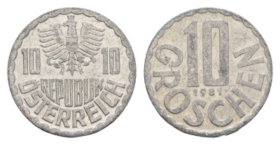 Австрия 10 грошей 1981 KM 2878 алюминий 4147-357