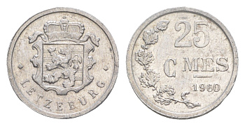 Люксембург 25 сантимов 1960 Шарлотта (1918-1964) KM 45a алюминий 4115-451