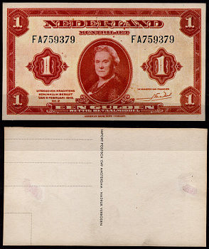 Нидерланды 1 гульден ND (1943) открытка тип Pick 64 картон 8708-1