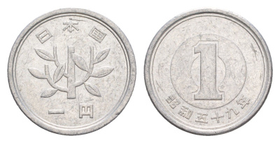 Япония 1 йена 1984 Yr. 59 Y 74 алюминий 4640-515
