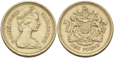 Великобритания 1 фунт 1983 Елизавета II (1952-2022) KM 933, Spink 4221 никель латунь 88-141