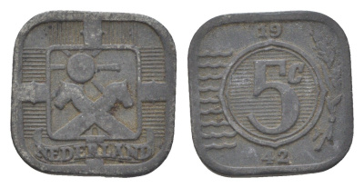 Нидерланды 5 центов 1942 Вильгельмина (1890-1948) KM 172 цинк 4623-843