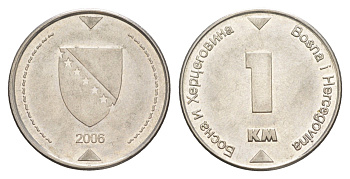 Босния и Герцеговина 1 марка 2006 KM 118 сталь плакированная никелем 4652-455