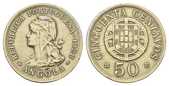 Ангола 50 сентаво 1928 KM 69 никель латунь 79-235
