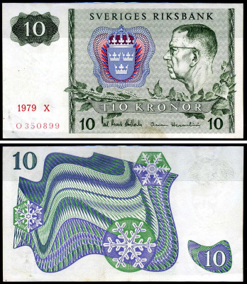 Швеция 10 крон 1979 Pick 52 d бумага 8603-23-2-1