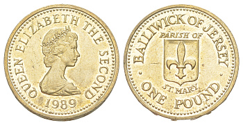 Джерси 1 фунт 1989 Приходы Джерси - Сент-Мэри, тираж 10.000 экземпляров KM 75 никель латунь BU 1530-1011