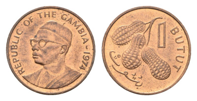 Гамбия 1 бутут 1974 KM 8 бронза UNC 4668-555