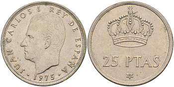 Испания 25 песет 1975 (80) Хуан Карлос I (1975-2014) KM 808 медно-никель    4144-226