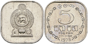 Шри-Ланка 5 центов 1978 KM 139a алюминий 4136-665