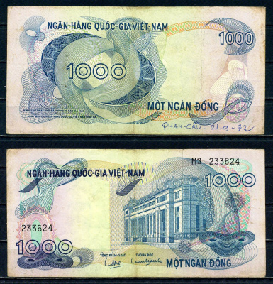 Южный Вьетнам 1000 донгов ND (1971) Pick 29 бумага 2195-56-2-2