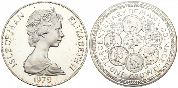 Остров Мэн 1 крона 1979 300 лет чеканке монет на острове Мэн KM 45a серебро PROOF 11-036-41