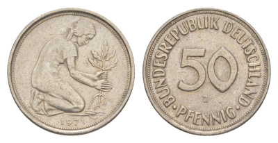 ФРГ 50 пфеннигов 1971 J KM 109.1, J. 384 медно-никель 4636-1148