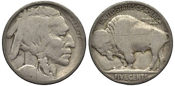 США 5 ЦЕНТОВ ND ИНДЕЕЦ, БИЗОН KM 134 медно-никель 27-733