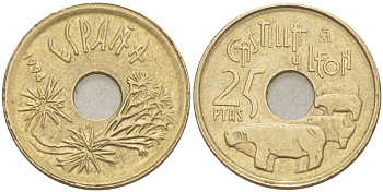 ИСПАНИЯ 25 ПЕСЕТ 1994 КАНАРСКИЕ ОСТРОВА (CANARIAS) , ХУАН КАРЛОС I ( 1975-) KM 933 никель бронза 216-733