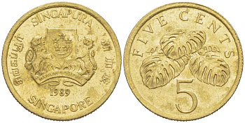 Сингапур 5 центов 1989 KM 50 алюминиевая бронза 218-1056
