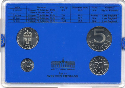 Швеция набор монетного двора из 4 монет 1990 Карл XVI Густав (1973- ) в пластике KM MS54 UNC 4-3-7-164