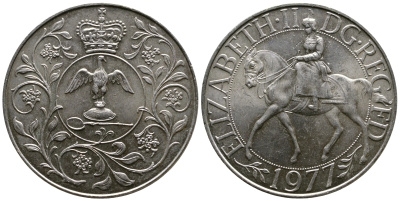 Великобритания 25 пенсов 1977 25 лет со дня коронации Елизаветы, Елизавета II (1952-2022) KM 894, Spink 4136 медно-никель 74-1225