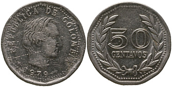 Колумбия 50 сентаво 1979 KM 244 сталь плакированная никелем 4529-913