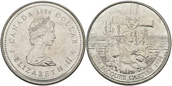 Канада 1 доллар 1984 Жак Картье KM 141 никель UNC 97-131