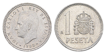 Испания 1 песета 1988 M, Хуан Карлос I (1975-2014) KM 821 алюминий 4623-1018