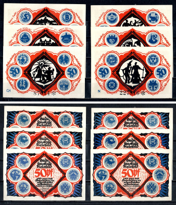 Билефельд (Пруссия, Вестфалия) полный набор из 6 нотгельдов (50 пфеннигов) 1921 Mehl Grabowski 103.5 бумага UNC (пресс) 7556-51-1-2