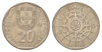 Португалия 20 эскудо 1988 KM 634 медно-никель 4626-335