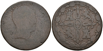 Испания 4 мараведи ND Фердинанд VII (1808-1833), первый портрет KM 427 (С61) медь 4572-425