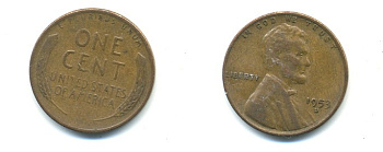 США 1 ЦЕНТ 1953 D ЛИНКОЛЬН KM A132 медь цинк 76-344