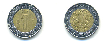 Мексика 1 песо 2005 KM 603 биметалл 3999-941