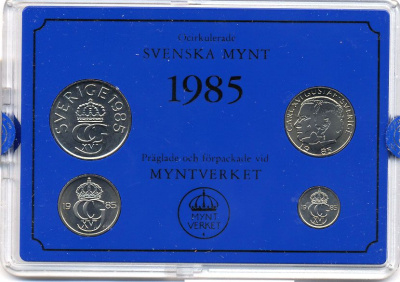 Швеция набор монетного двора из 4 монет 1985 в пластике, Карл XVI Густав (1973- ) KM MS35 UNC 4-3-7-141