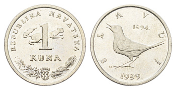 Хорватия 1 куна 1999 5 лет национальной валюте KM 9.2 медь цинк никель UNC 4659-732