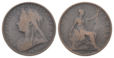 Великобритания 1 пенни 1899 Виктория (1837-1901) KM 790, Spink 3961 бронза 4661-431