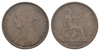 Великобритания 1 пенни 1885 Виктория (1837-1901) KM 755, Spink 3954 бронза 4661-345
