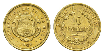 Коста-Рика 10 сентимо 1946 KM 180 латунь 1522-614