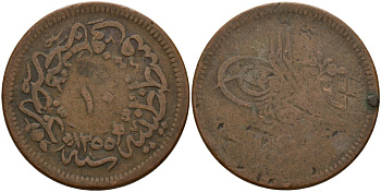 Турция 10 пара 1839 Махмуд II (1808-1839), Османская империя KM 667 медь 4159-516